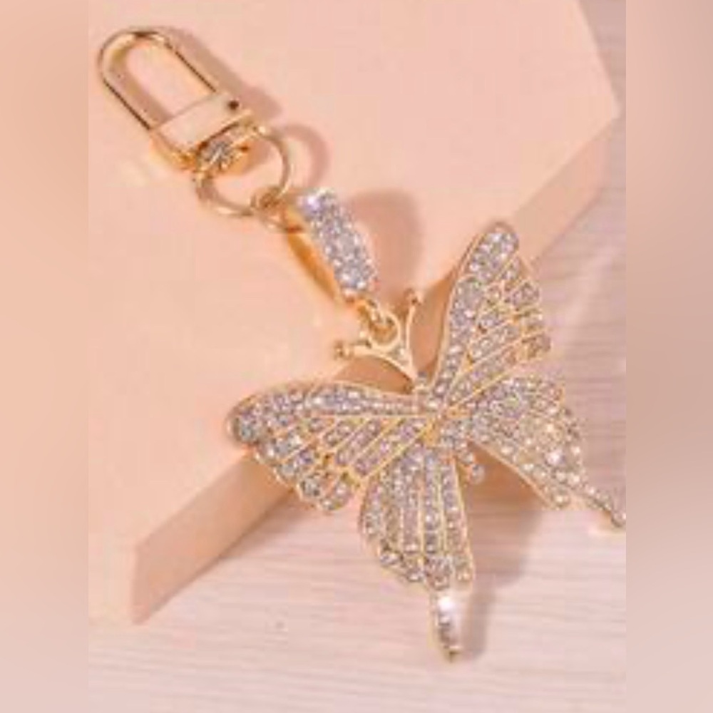 Gold Butterfly Bag Charm NWT, Sparkly.